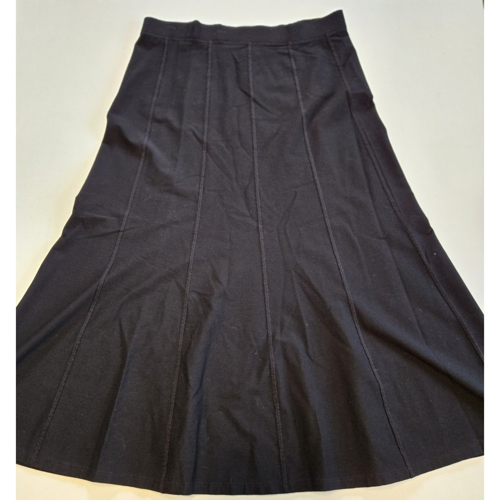 Eileen Fisher‎ Black Elastic Waist A-Line Swingy Skirt Size Small
